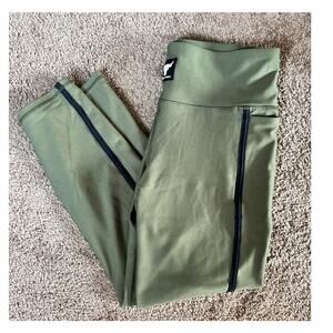 Under Armour Project Rock Leggings Womens Large Olive Green Gym Training